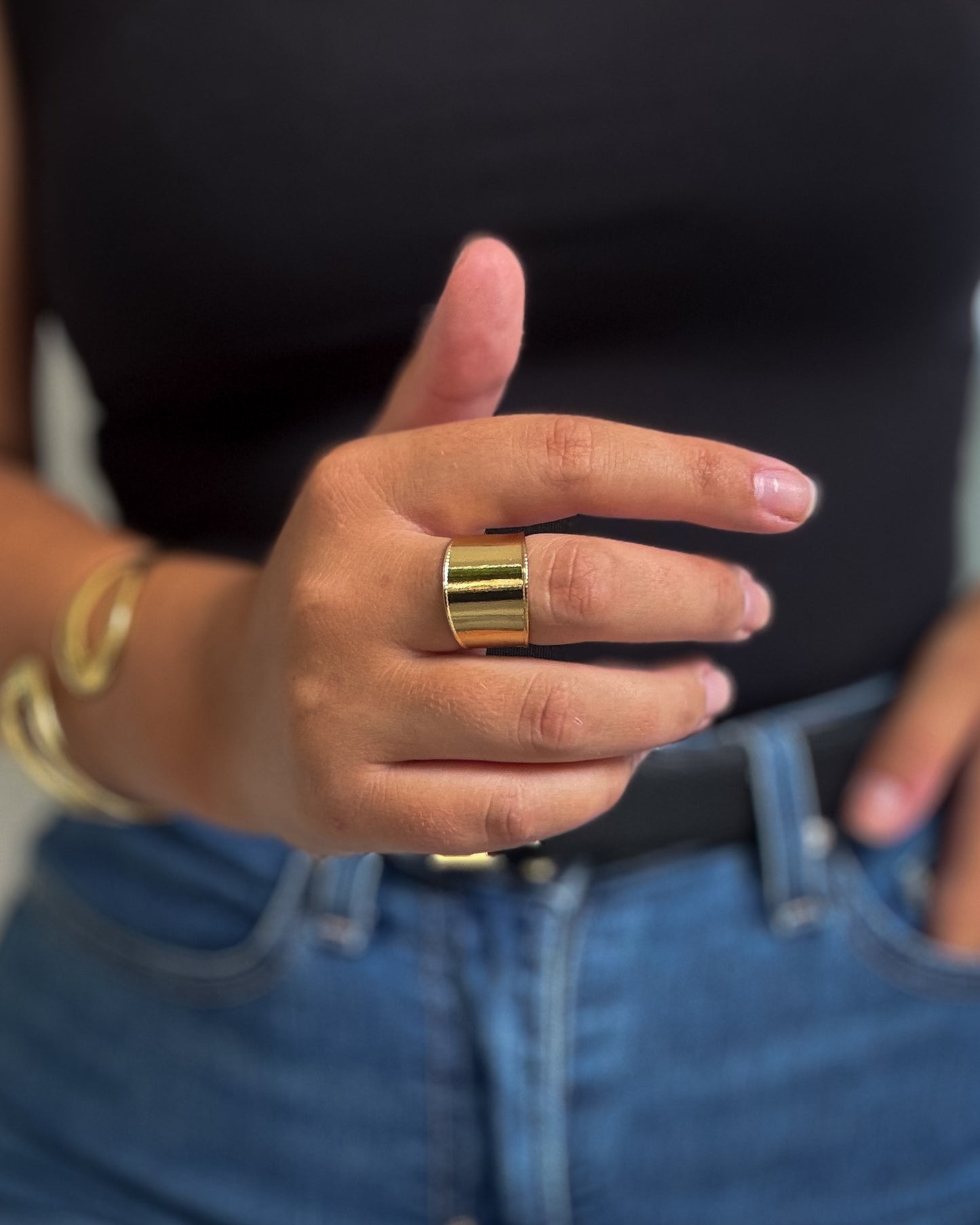 Anel Liso Ajustável | Dourado | Aço Inoxidável