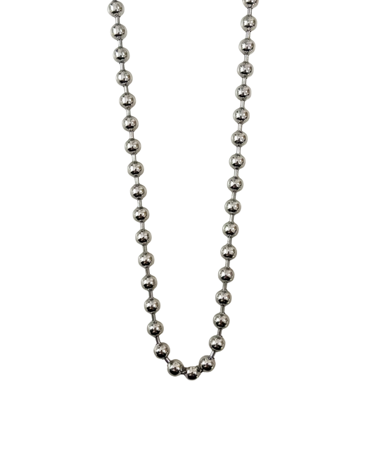 colar bolinhas prateado aço inox 316l