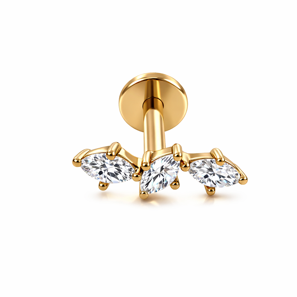 Piercing 3 Gotas Dourado ou Prateado