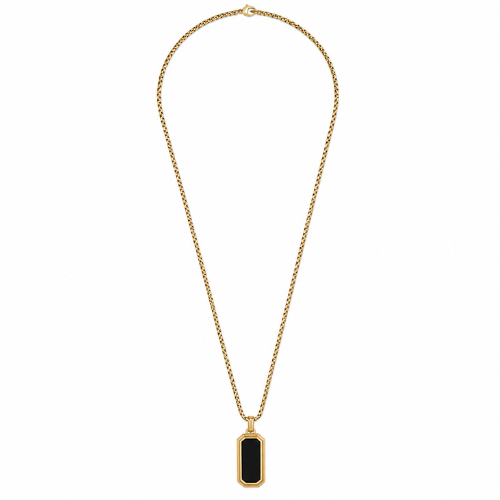 Colar Masculino Pendente Preto Dourado ou Prateado