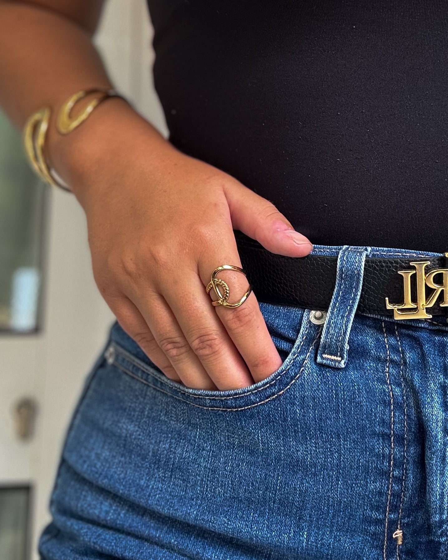 Anel Maxi Aberto Ajustável | Dourado | Aço Inoxidável