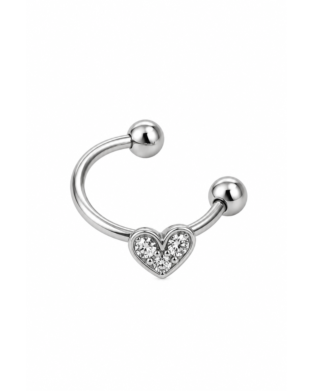 Earcuff Trevo ou Coração Prateado