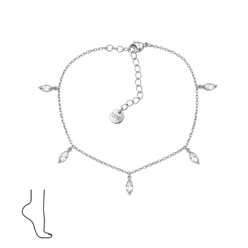 Pulseira de Pé Brilhantes Dourado ou Prateado