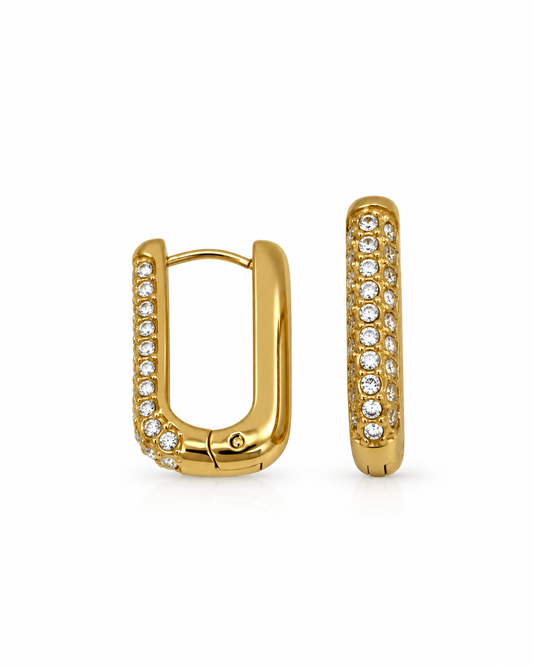 Brincos Retangulares Brilhantes Dourado ou Prateado