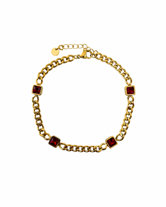 Pulseira Corrente Vermelho Dourado