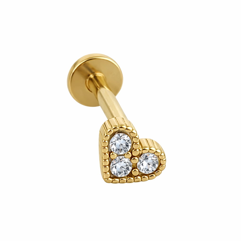 Piercing Coração Dourado ou Prateado
