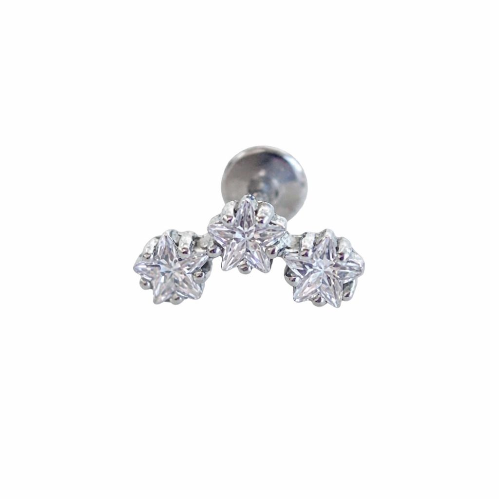 Piercing 3 Estrelas Dourado ou Prateado
