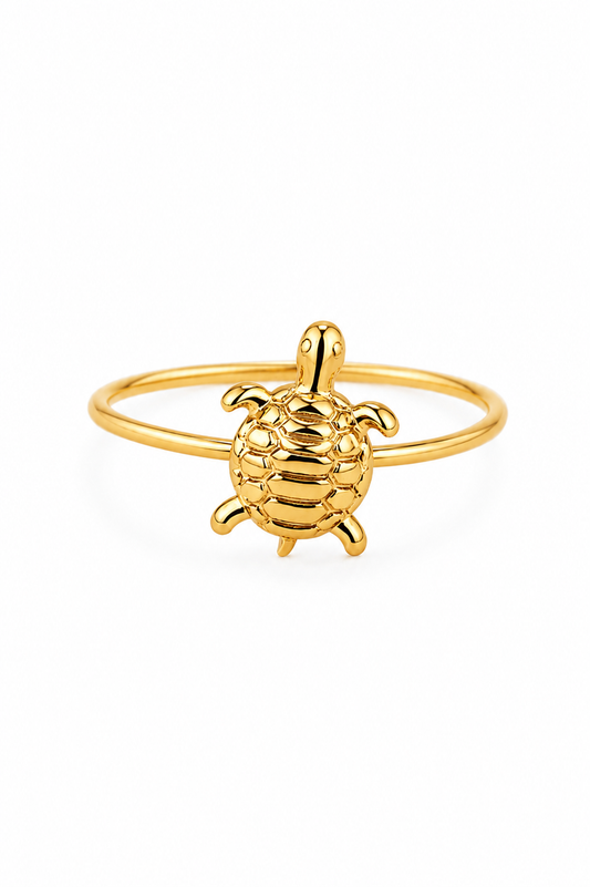 Anel Ajustável Tartaruga Dourado ou Prateado