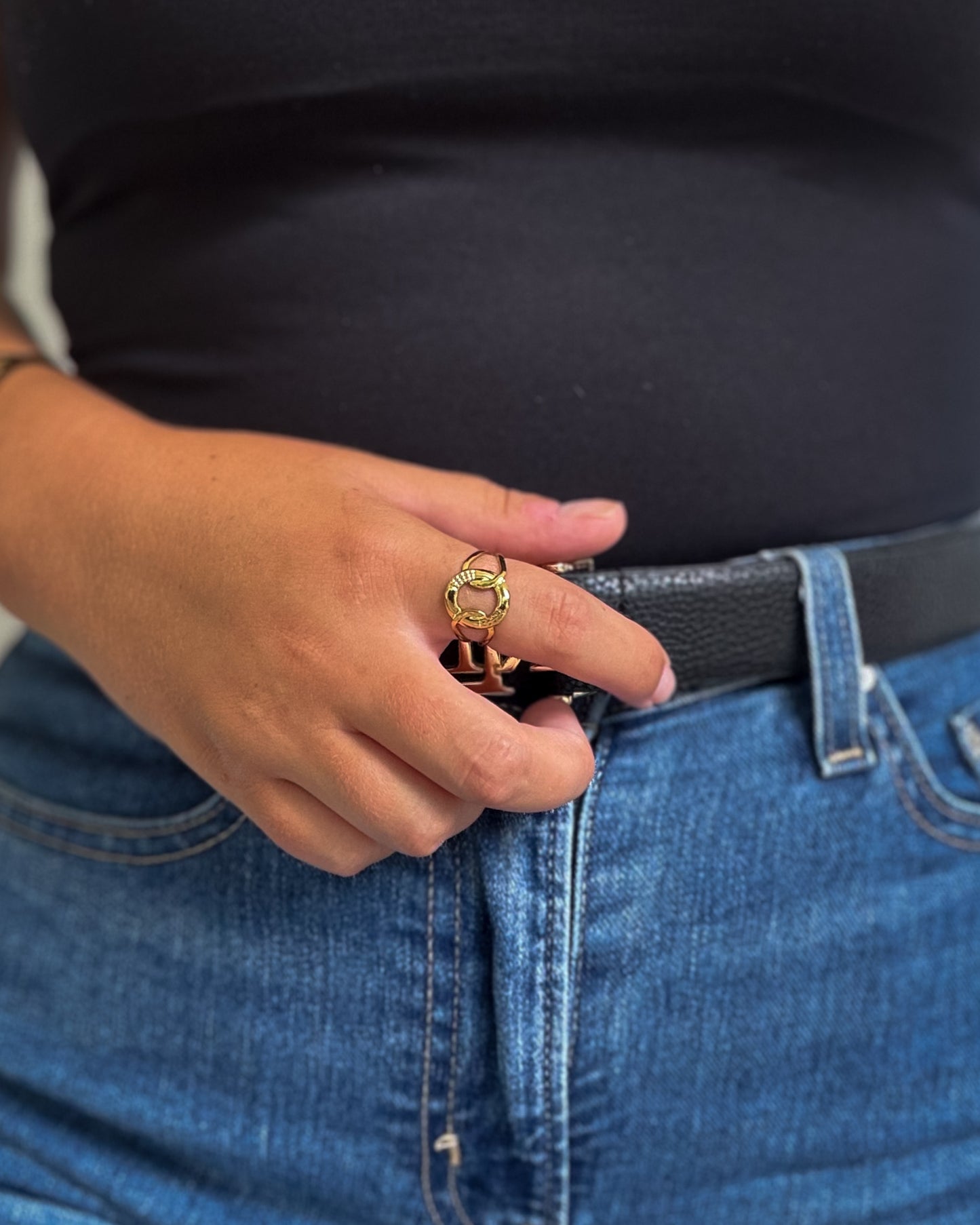 Anel Aberto Ajustável | Dourado | Aço Inoxidável