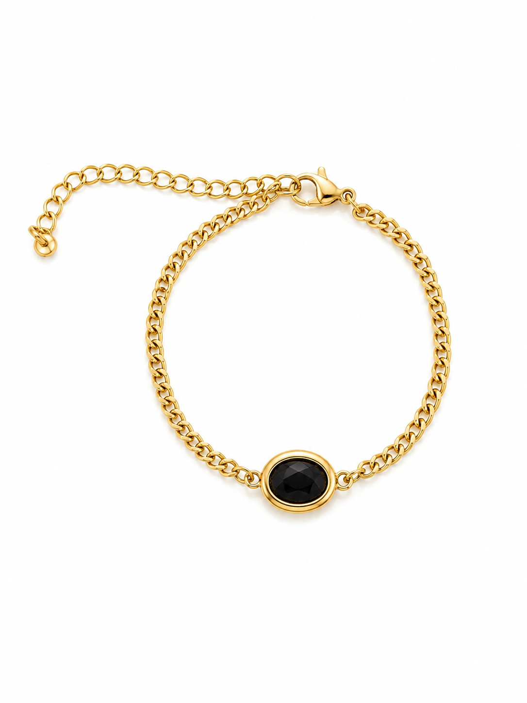 Pulseira Pedra Preta Dourado