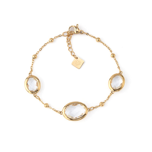 Pulseira Pedra Colorida Dourado