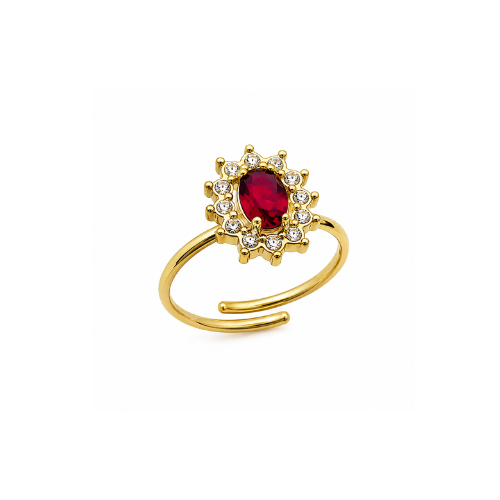 Anel Ajustável Ponto de Luz Vermelho Dourado ou Prateado