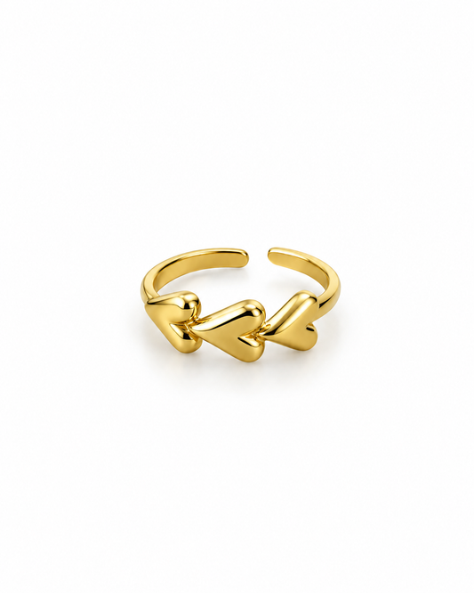 Anel Corações Dourado ou Prateado