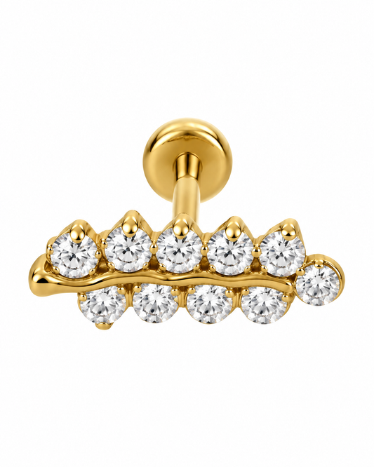 Piercing Folha Bolinhas Dourado ou Prateado
