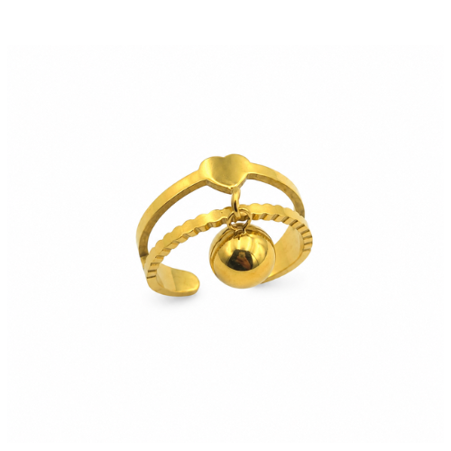 Anel Ajustável Pendente Bolinha Dourado