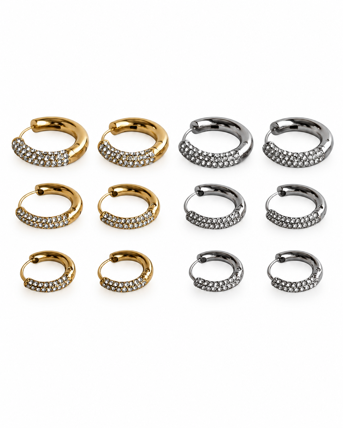 Brincos Argola Brilhantes Múltiplos Dourado ou Prateado 13mm, 16mm ou 20mm