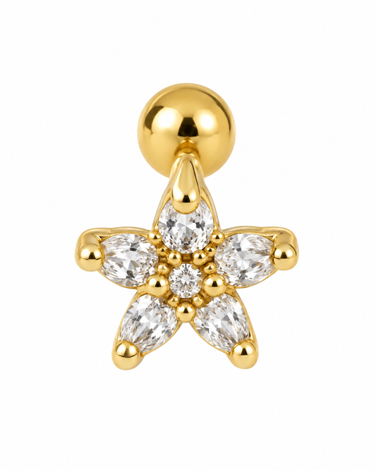 Piercing Flor Estrela Dourado ou Prateado