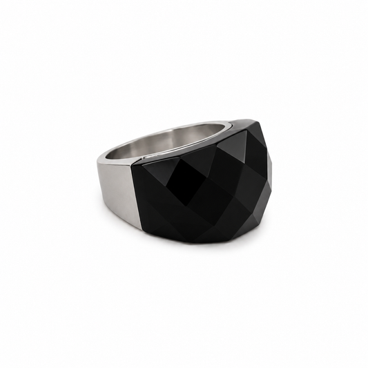 Anel Numerado Preto Prateado