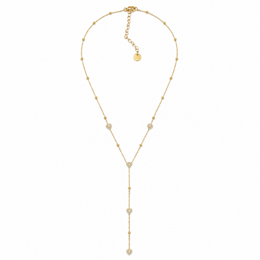 Colar Gravata Mini Corações Dourado ou Prateado