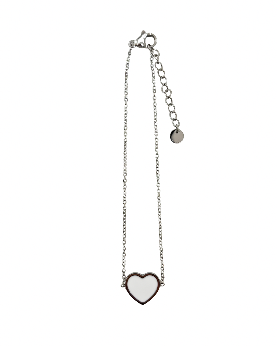 Pulseira Coração Branco Prateado