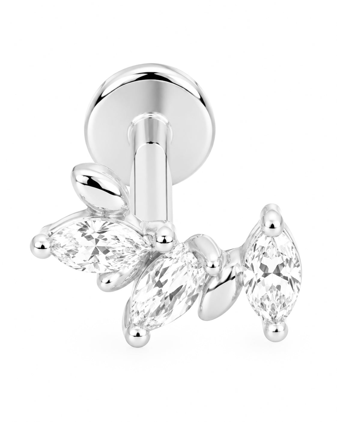 Piercing Curvo Folhas Dourado ou Prateado