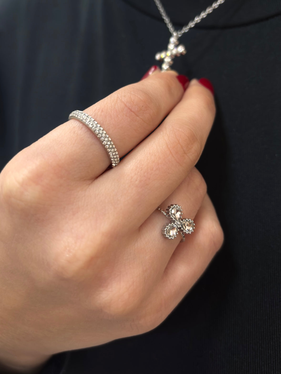 Anel Ajustável Little Leaf Prateado