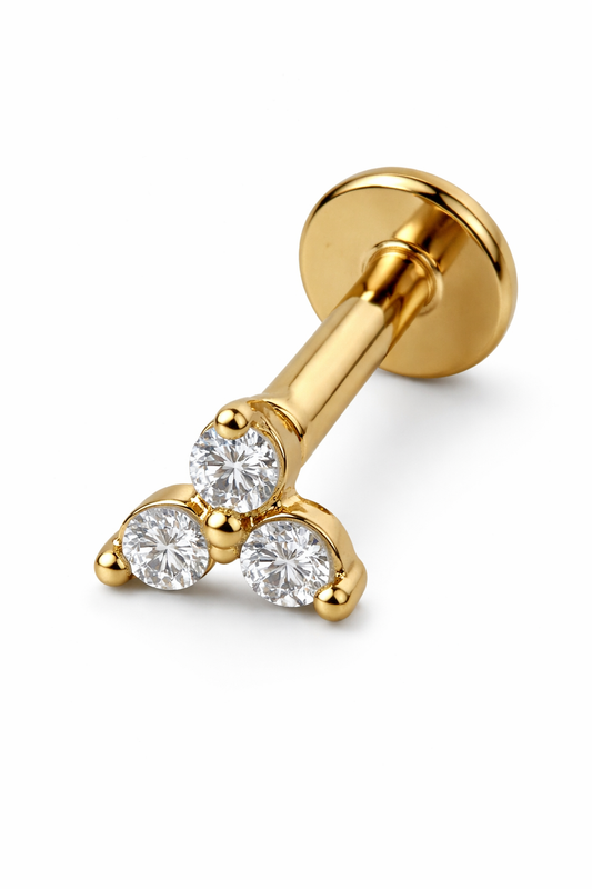 Piercing 3 Brilhos Dourado ou Prateado