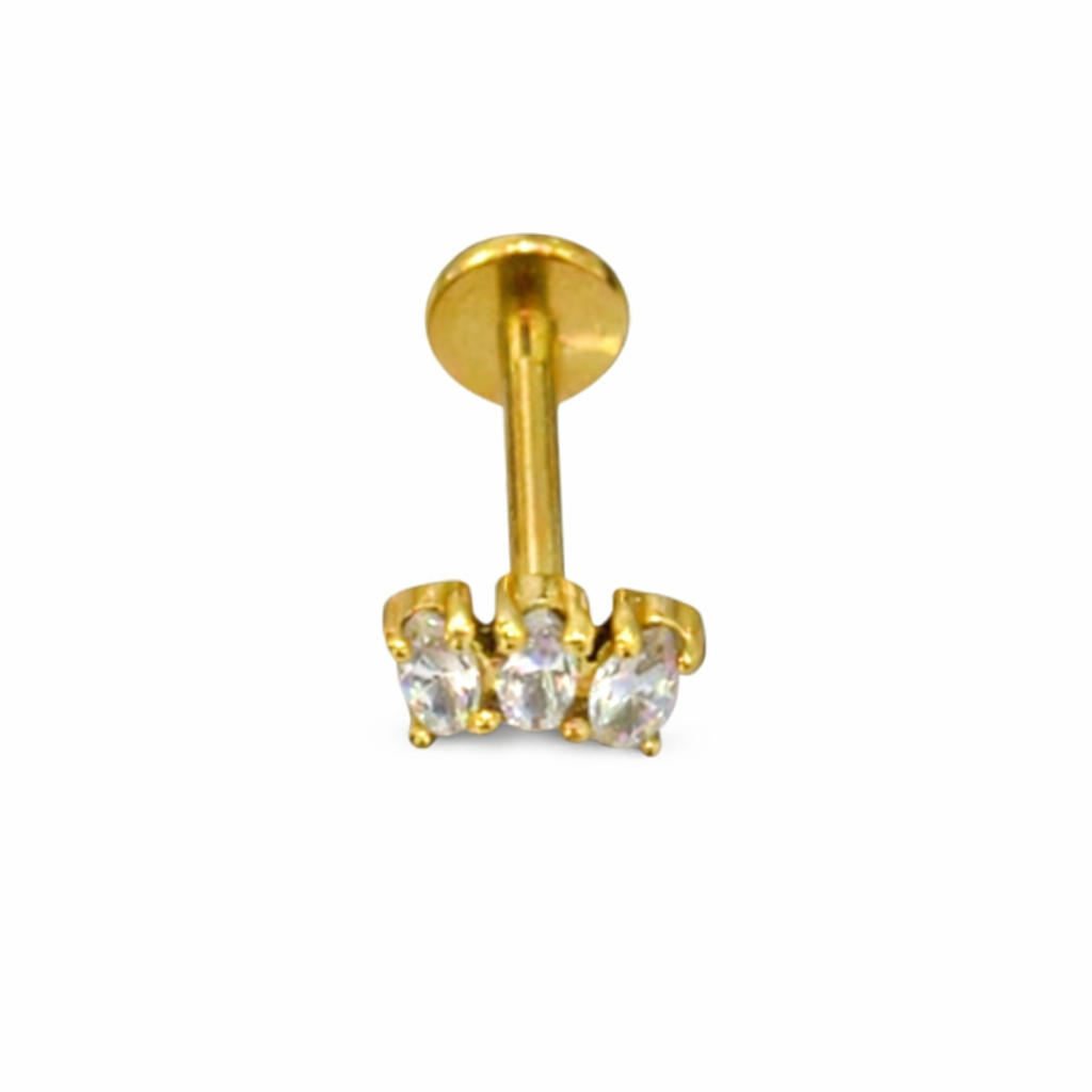Piercing 3 Brilhantes Dourado ou Prateado
