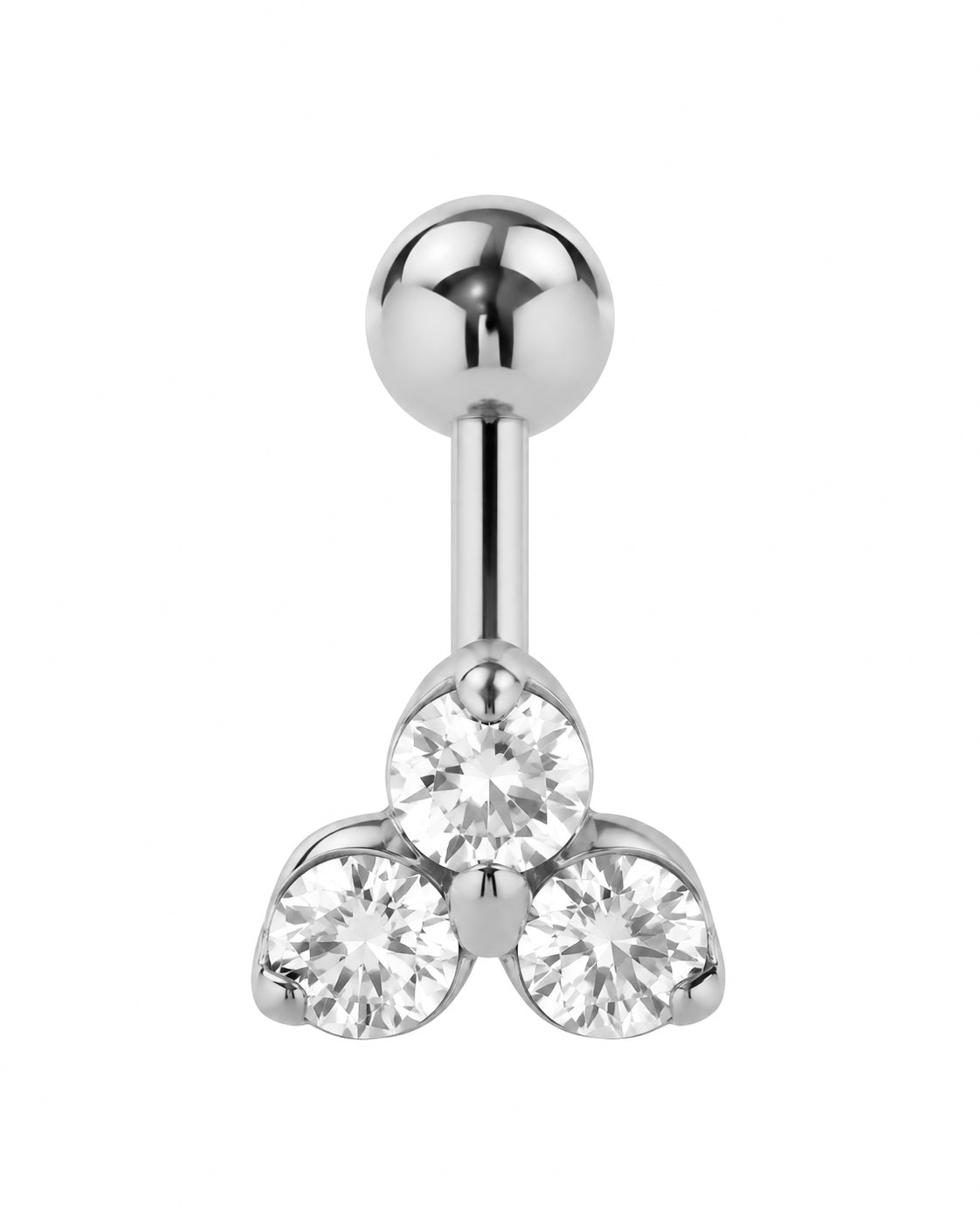 Piercing 3 Brilhantes Triangular Dourado ou Prateado