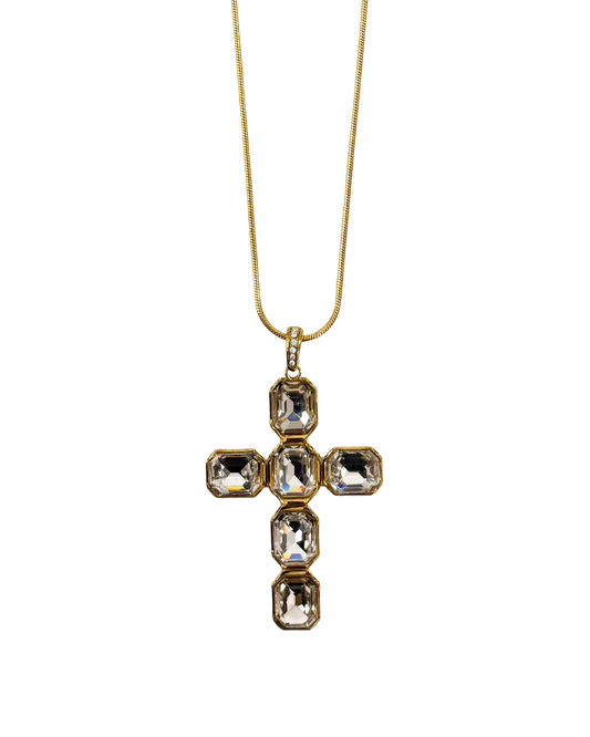 colar cruz dourado aço inox 316l