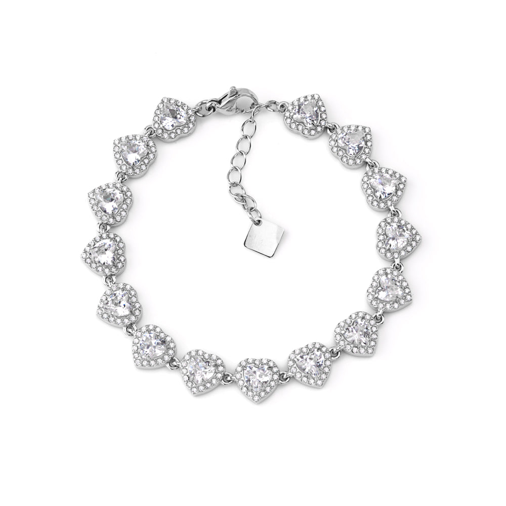 Pulseira Corações Brilhantes Dourado ou Prateado