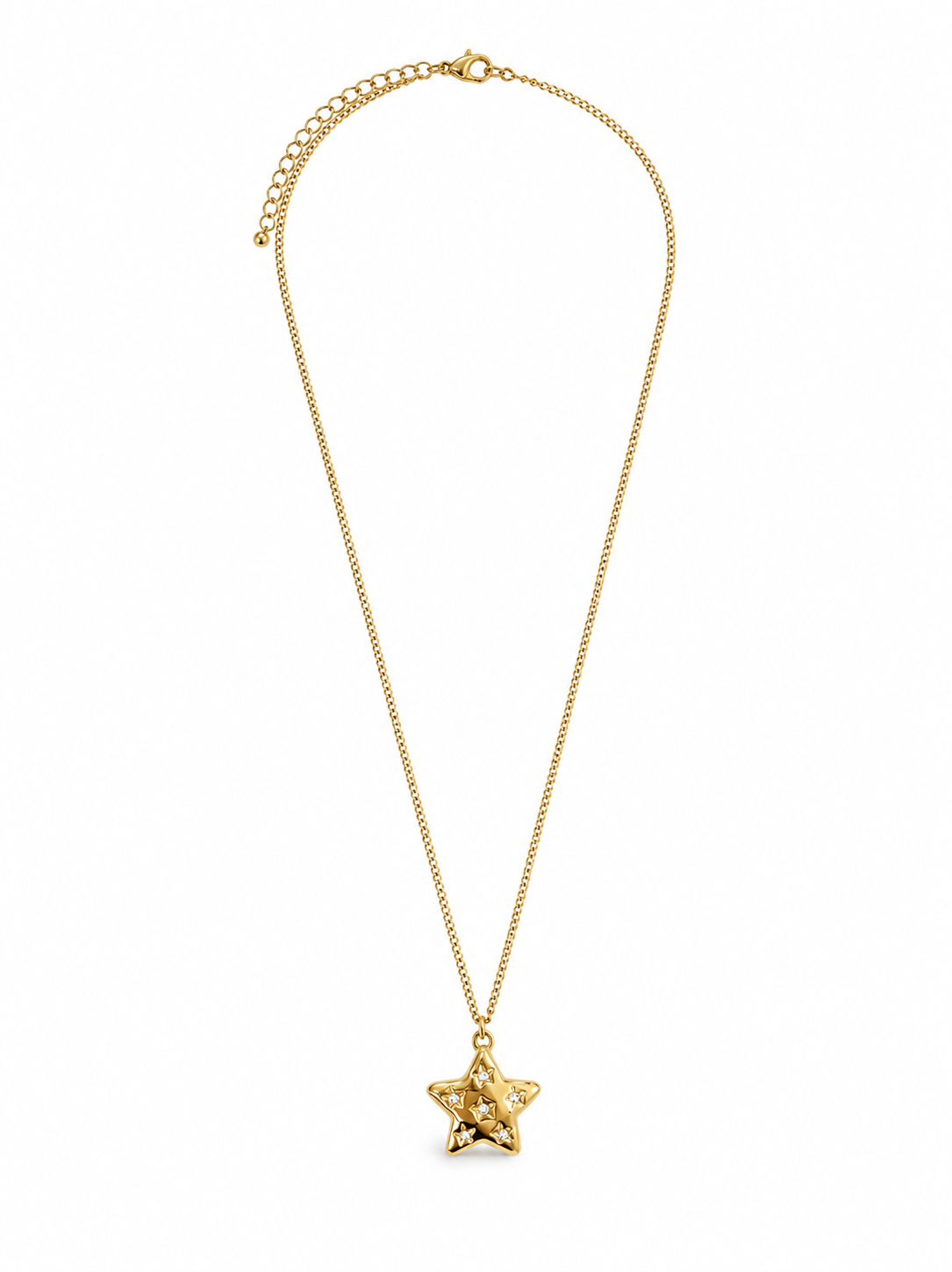 Colar Estrela Brilhantes Dourado