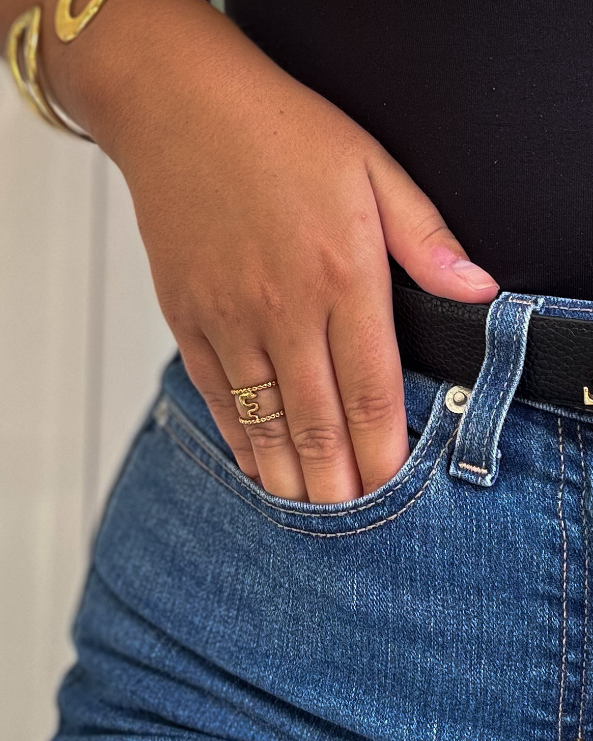 Anel Serpente Ajustável | Dourado | Aço Inoxidável