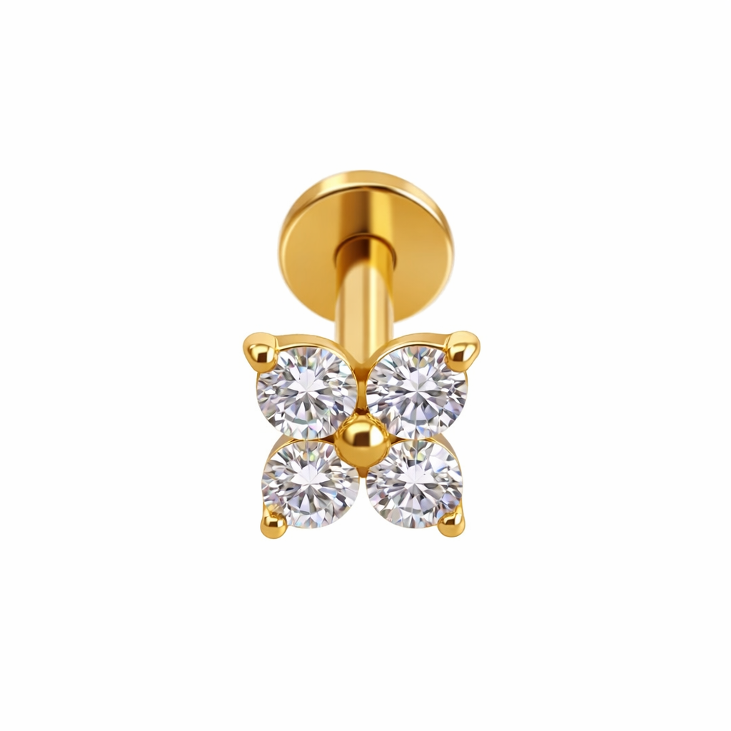 Piercing Flor Dourado ou Prateado