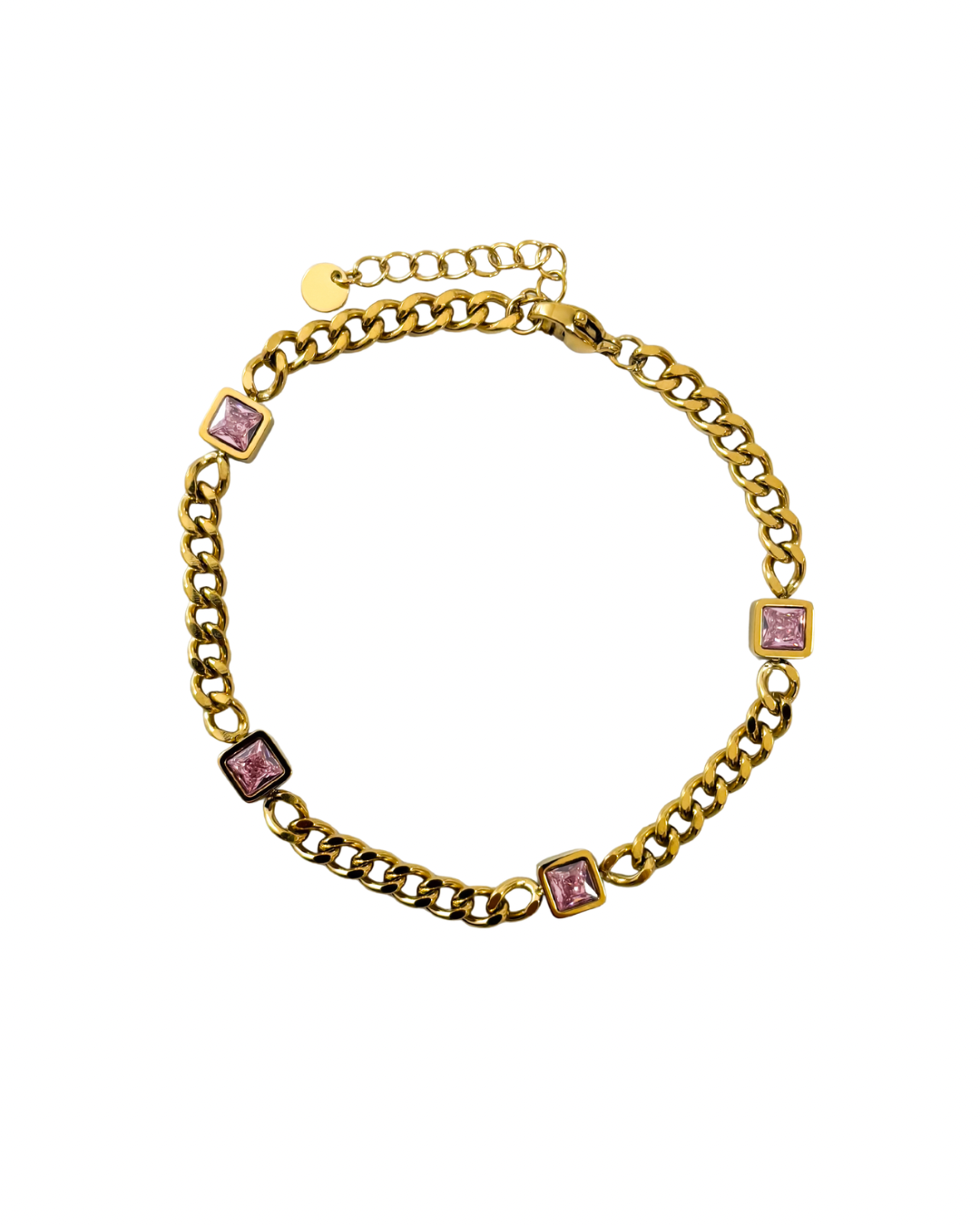Pulseira Corrente Rosa Dourado