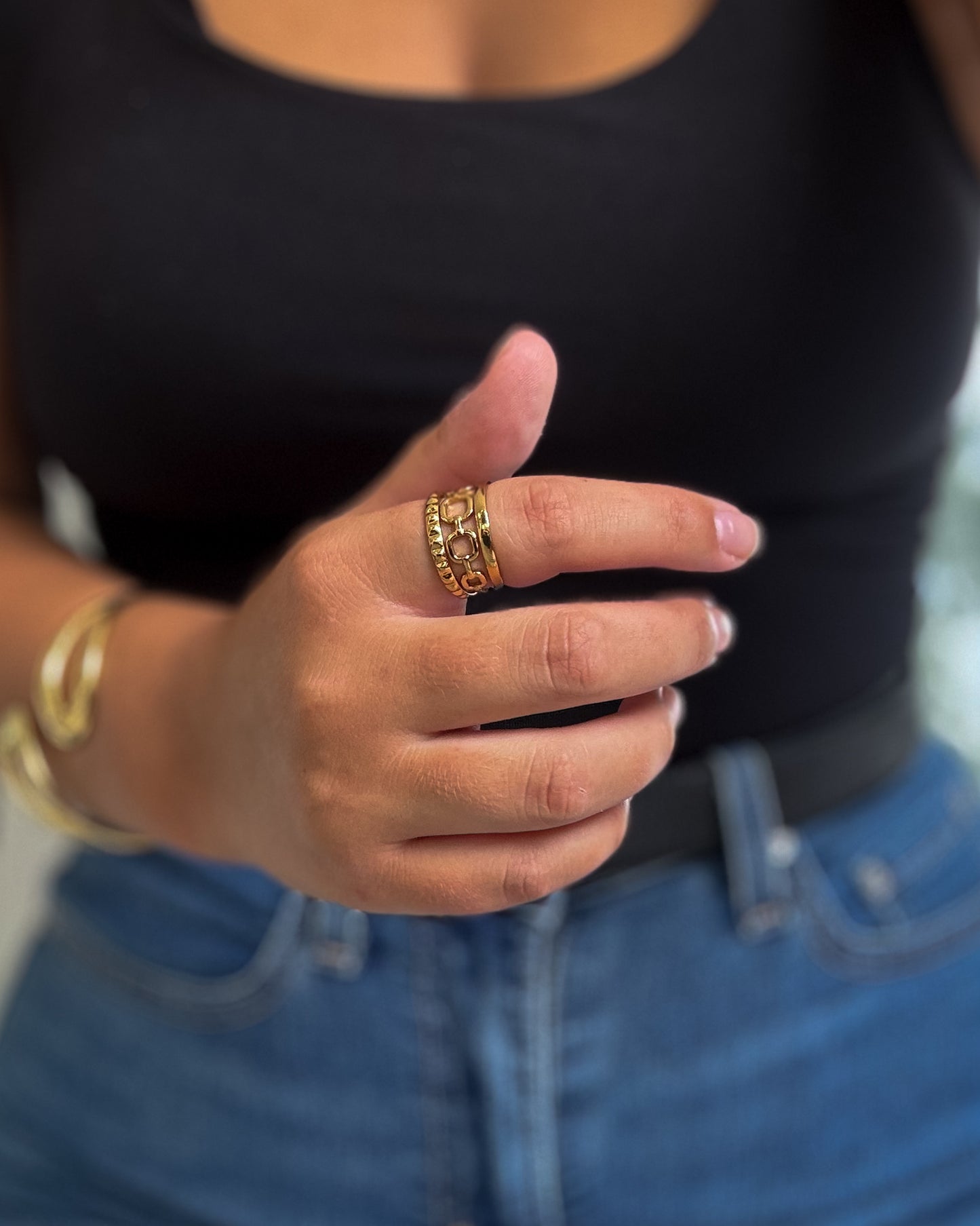 Anel Corrente Ajustável | Dourado | Aço Inoxidável