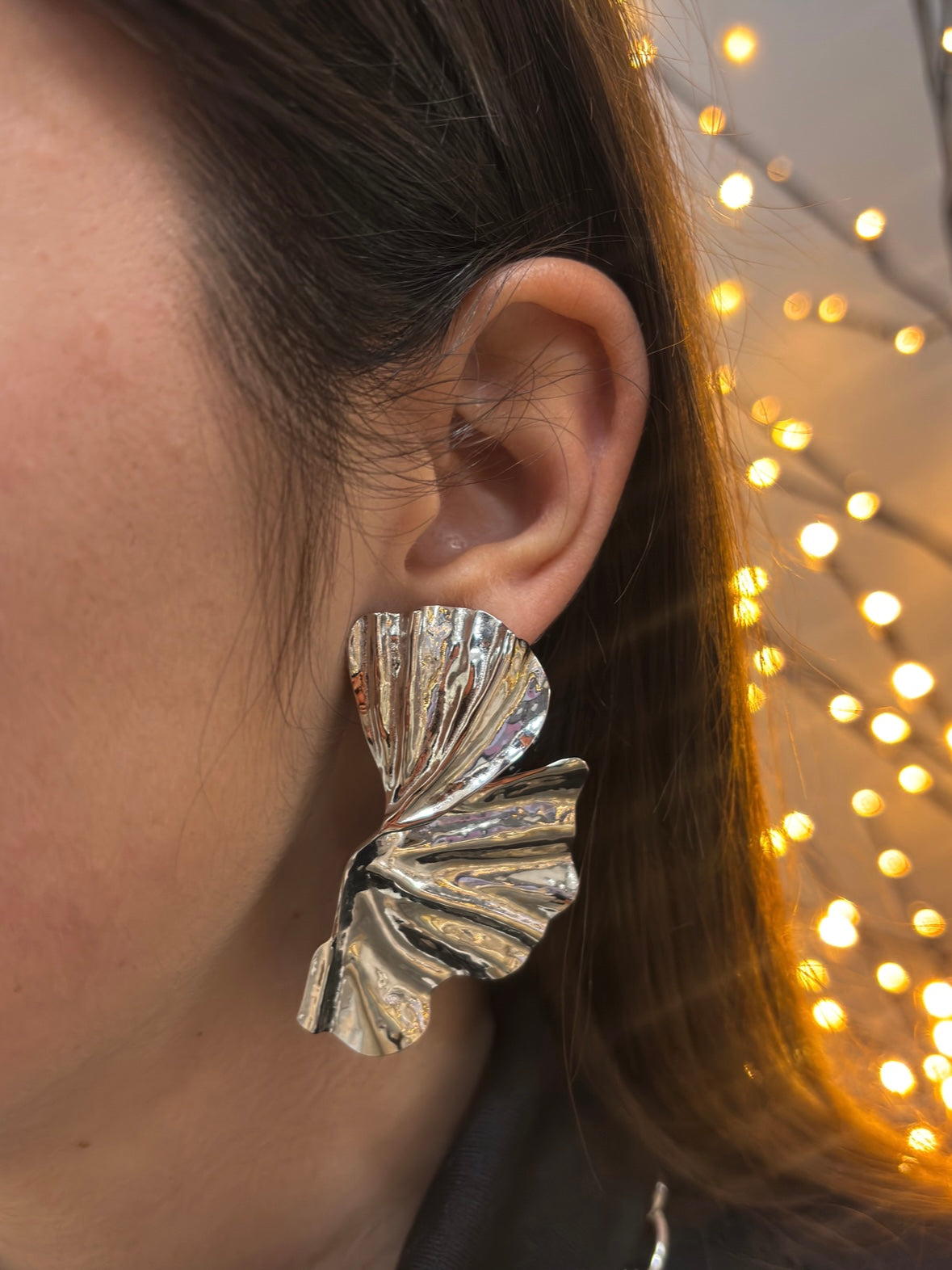 Brincos Big Leaf Prateado