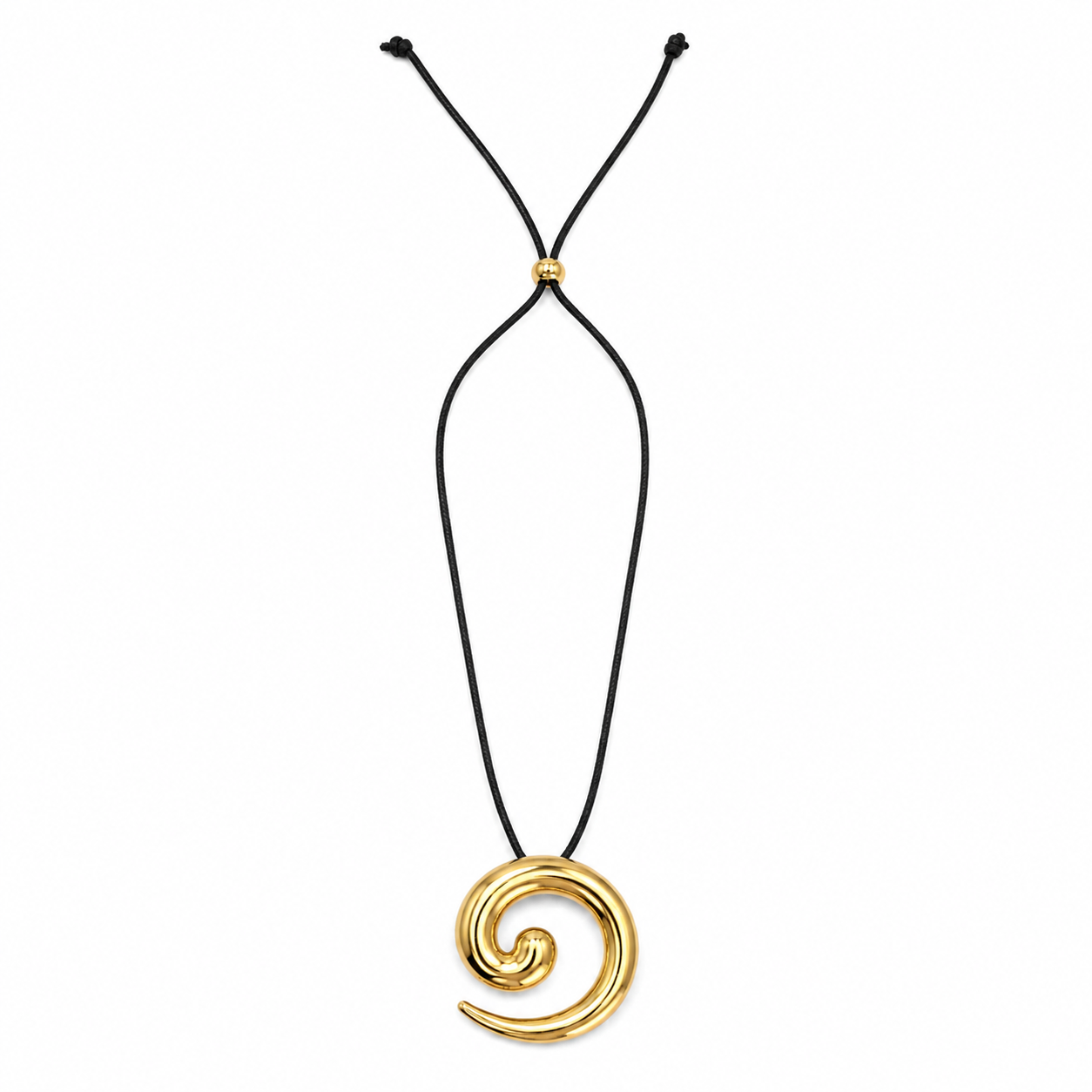 Colar Cordão Preto Espiral Dourado