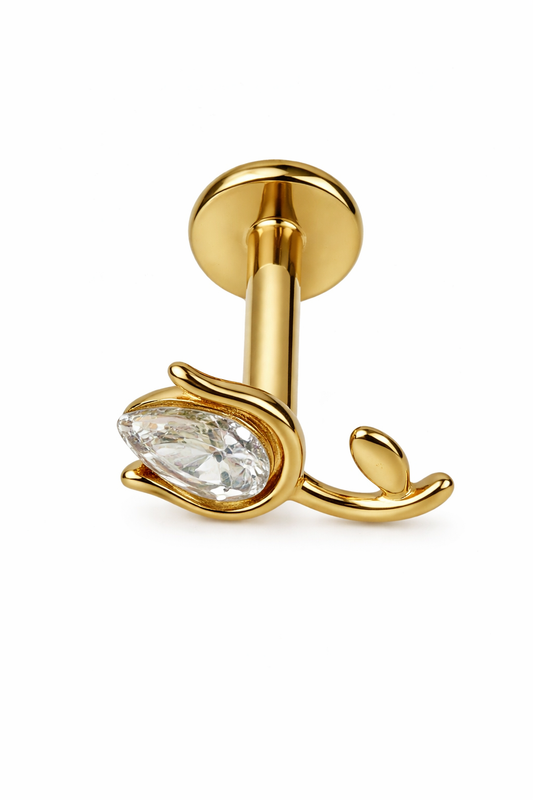 Piercing Tulipa Dourado ou Prateado