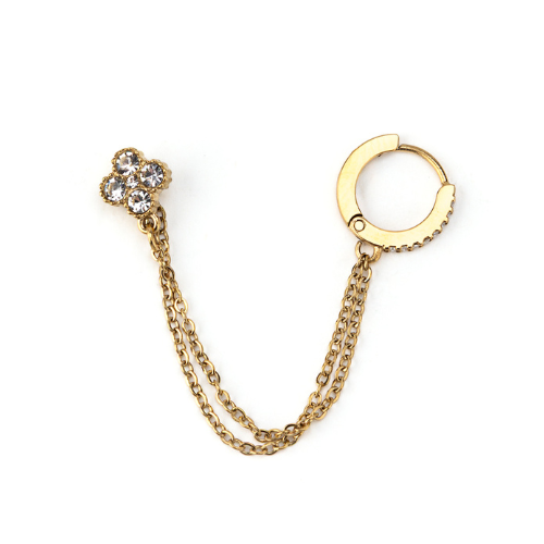 Brinco Duplo Trevo Dourado ou Prateado