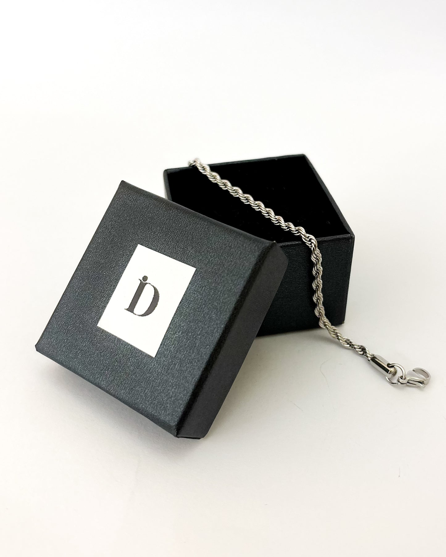 pulseira de malha torcida aço inox 316l