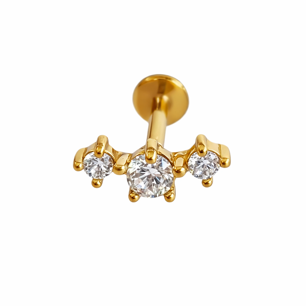 Piercing 3 Brilhos Dourado ou Prateado