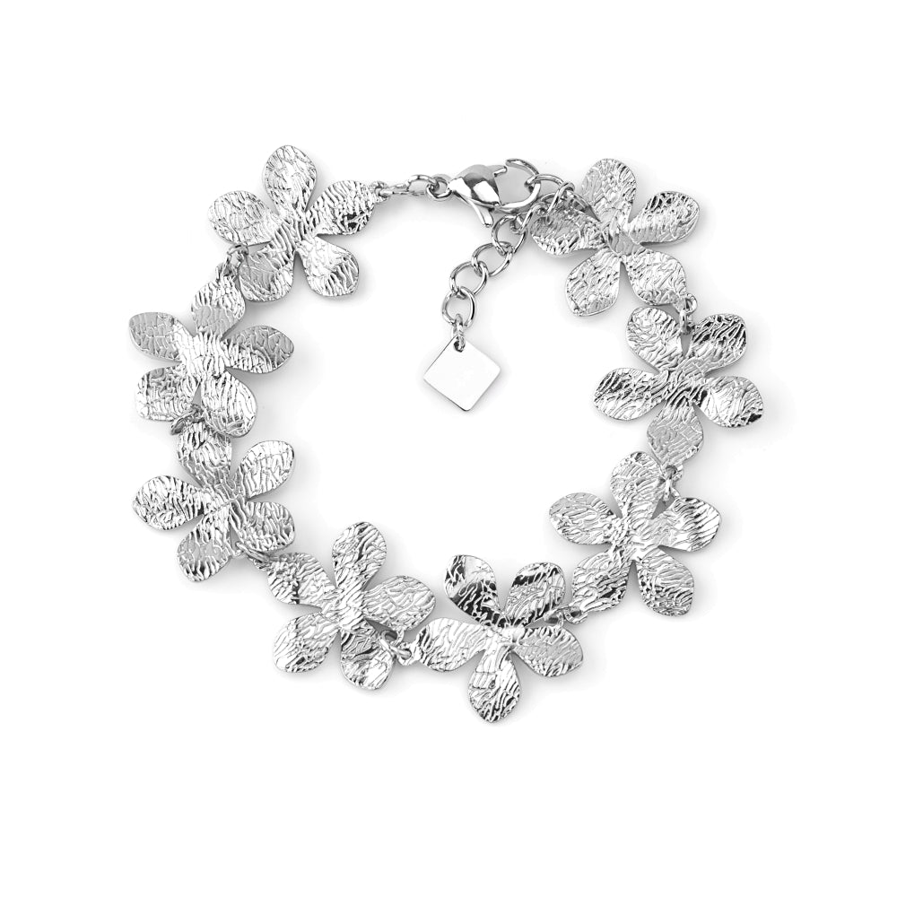 Pulseira Flores Trabalhada Dourado ou Prateado