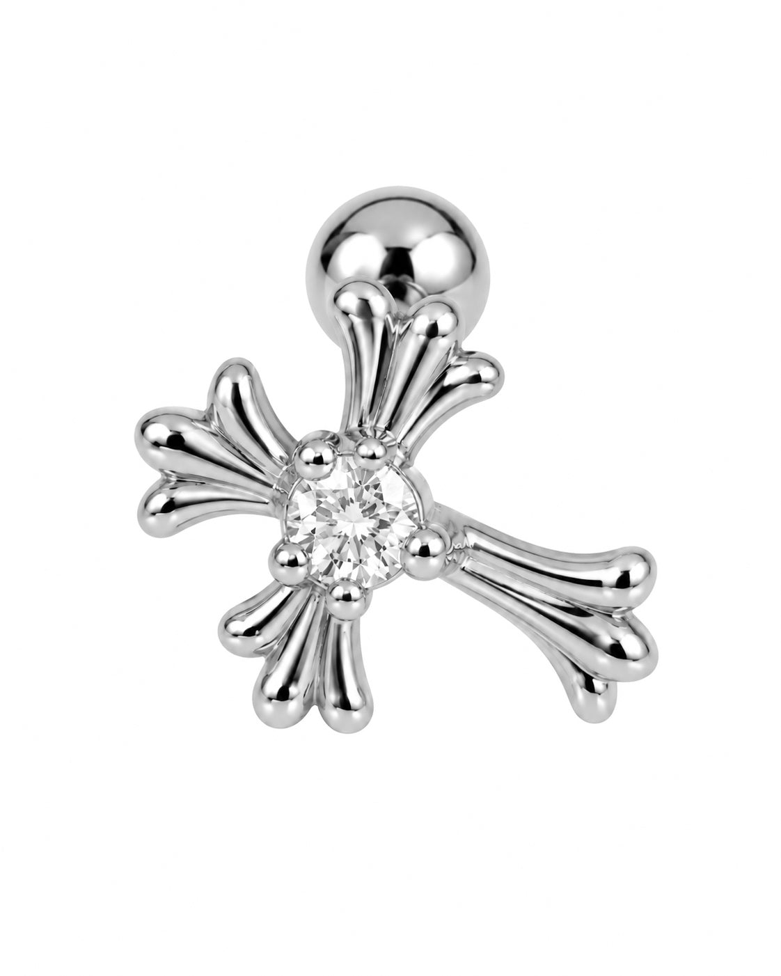 Piercing Cruz Brilhante Dourado