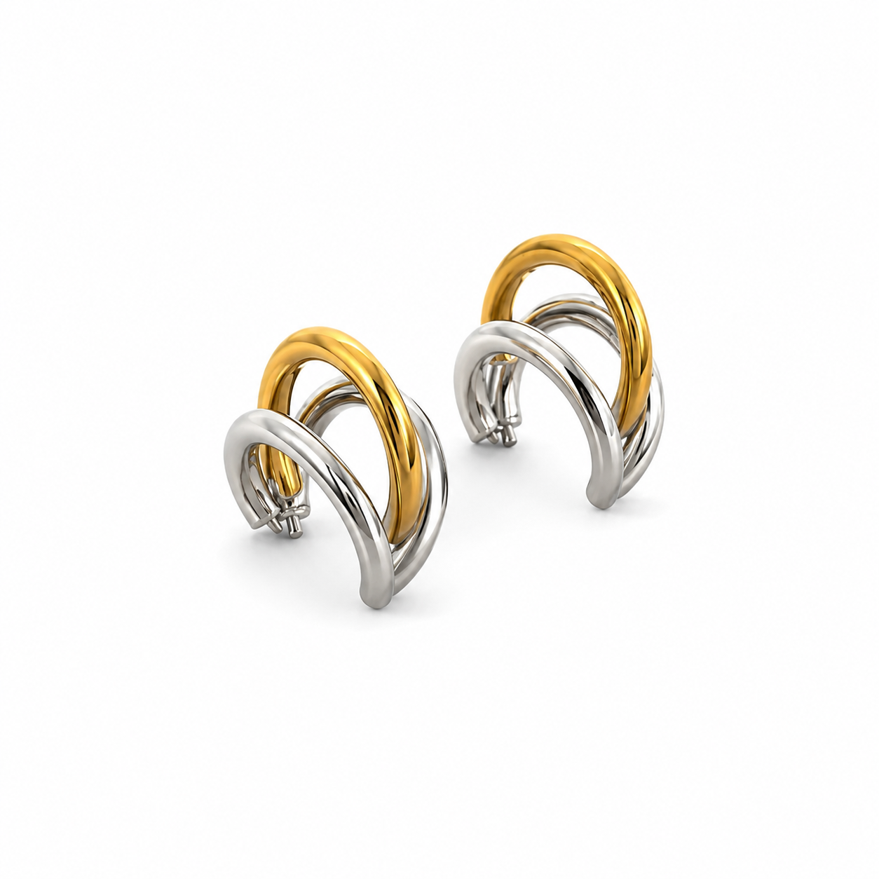Brincos Triplo Two Tone