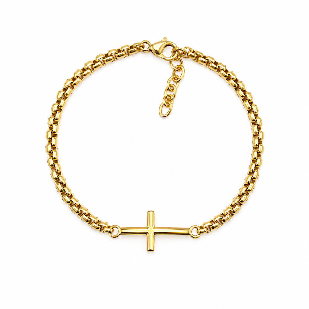 Pulseira Masculina Cruz Dourado ou Prateado