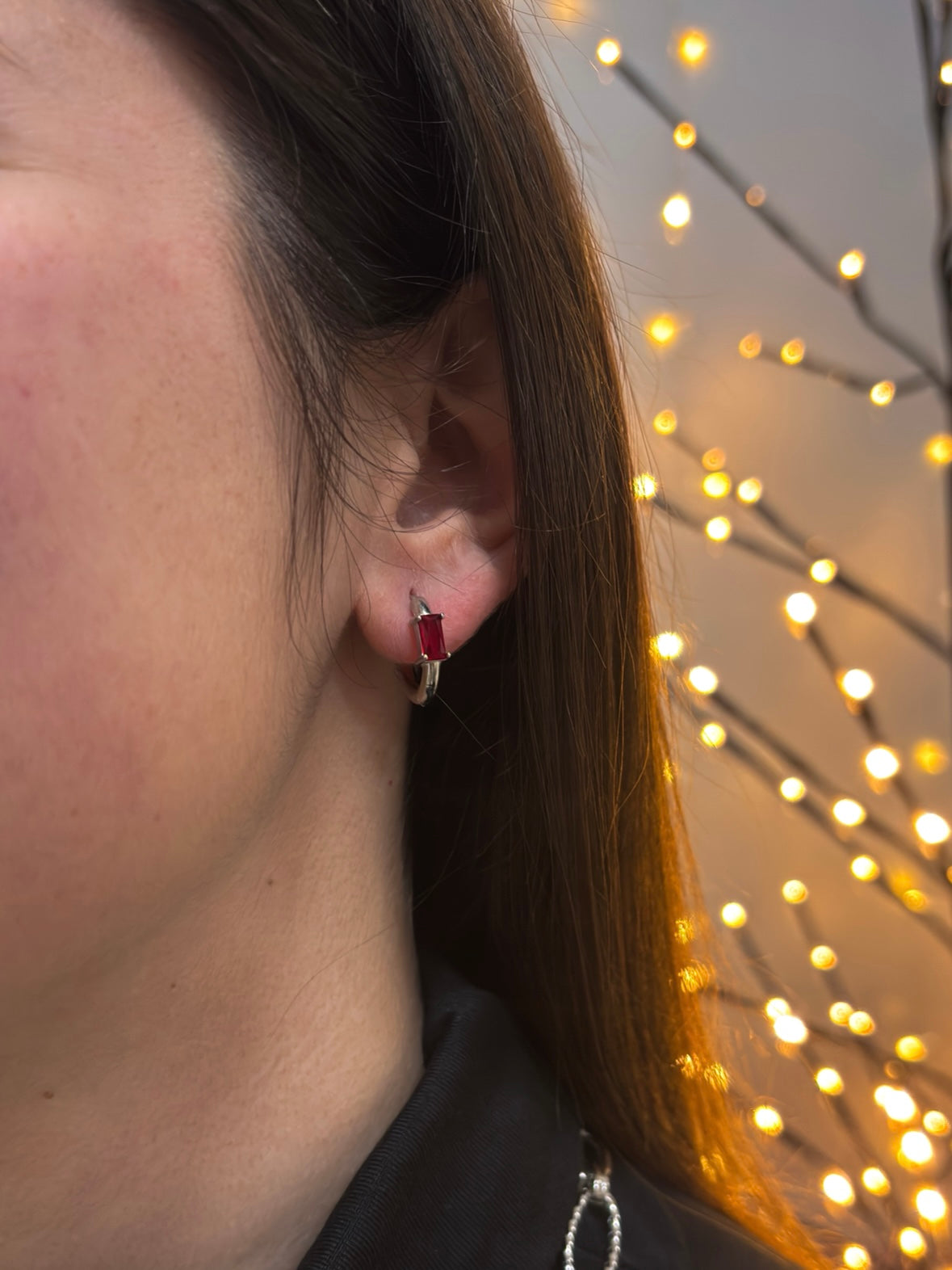 Brincos Yara Vermelho Prateado