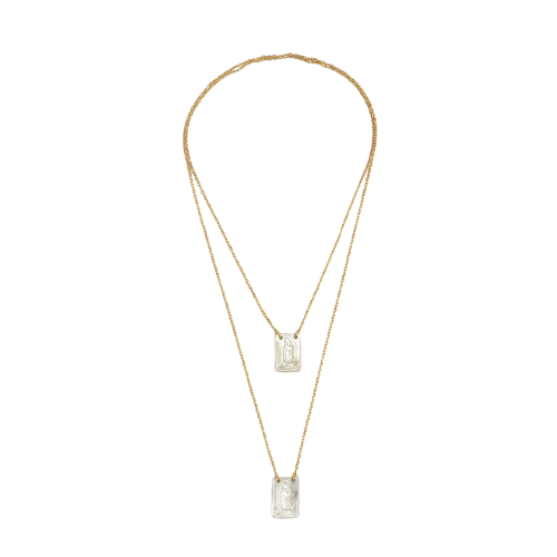 Escapulário Medalha Madrepérola Dourado