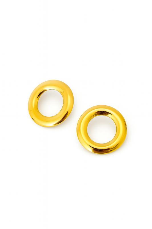 brincos círculo dourado aço inox 316l