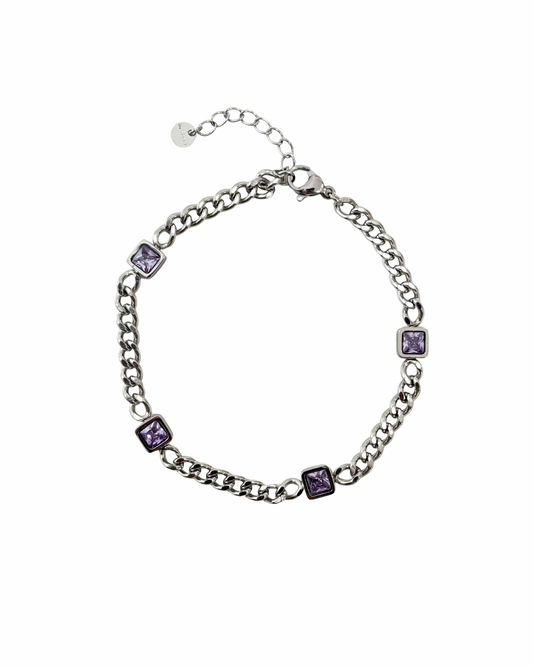 Pulseira Corrente Lilás Prateado